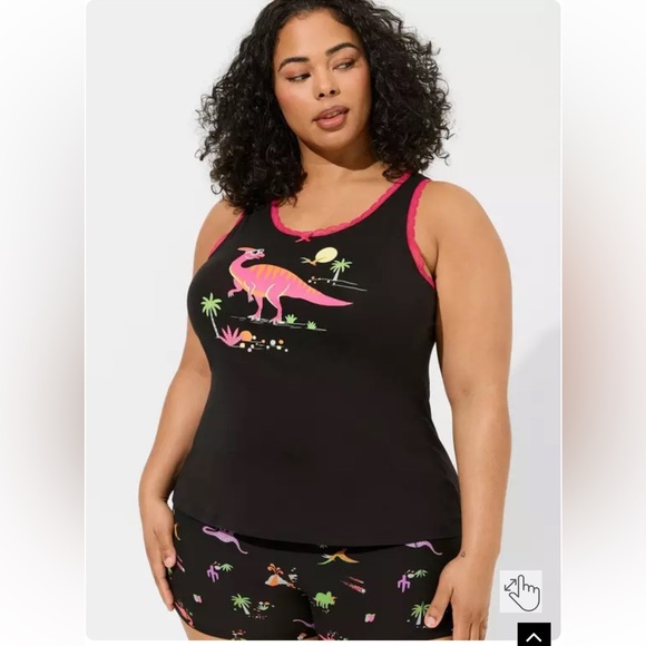 Foxy Lace Trim Sleep Tank+Boyshort Pajama Set - Picture 2 of 10